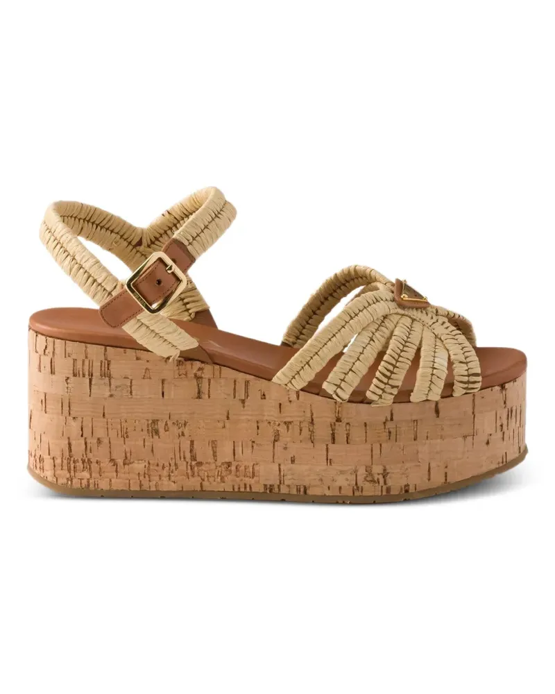 Prada Gehäkelte Plateau-Sandalen - Nude Nude