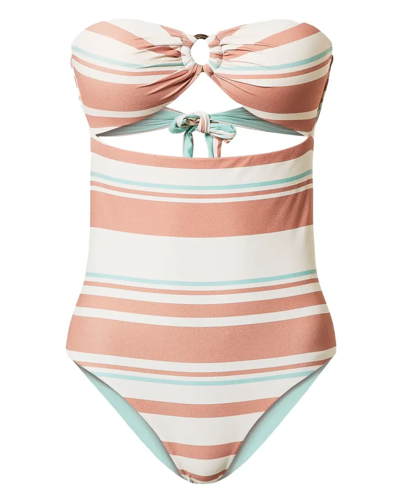 Twin-Set Gestreifter Bandeau-Badeanzug - Weiß Weiß