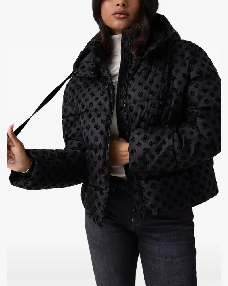 Guess Gefütterte Jacke mit Logo-Print - Schwarz Schwarz