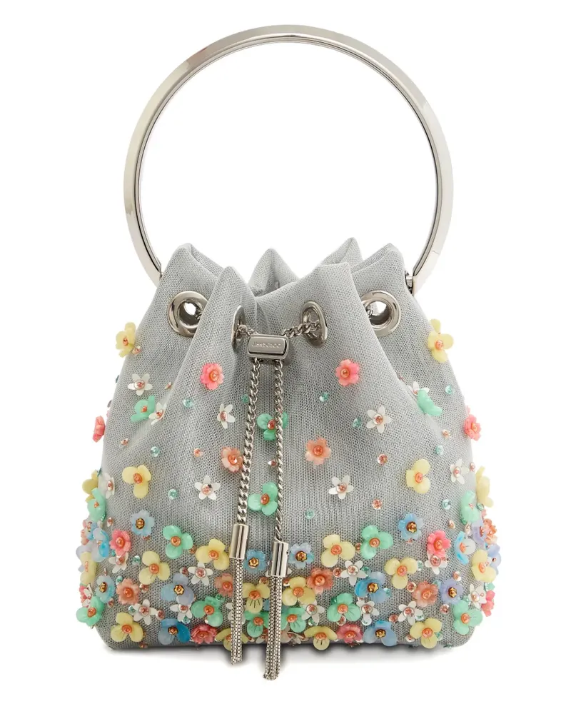 Jimmy Choo Bon Bon embroidered-floral mini bag - Grau Grau