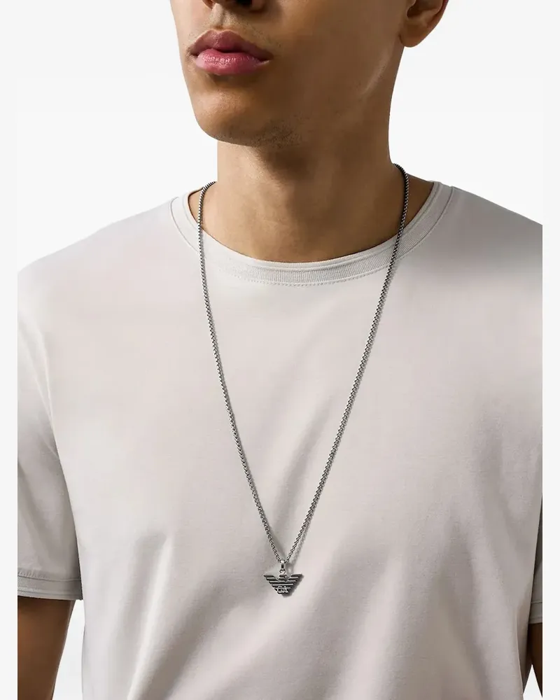 Emporio Armani Halskette mit Adler-Emblem - Grau Grau