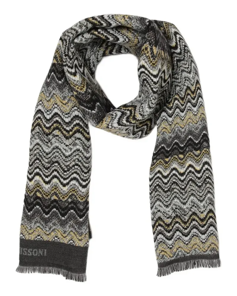 Missoni zigzag-pattern wool scarf - Grau Grau
