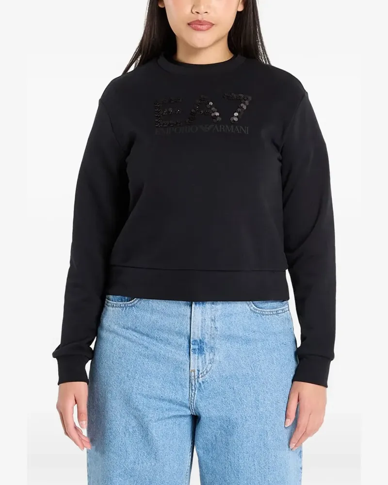 EA7 sequin-embellished logo-print sweatshirt - Schwarz Schwarz