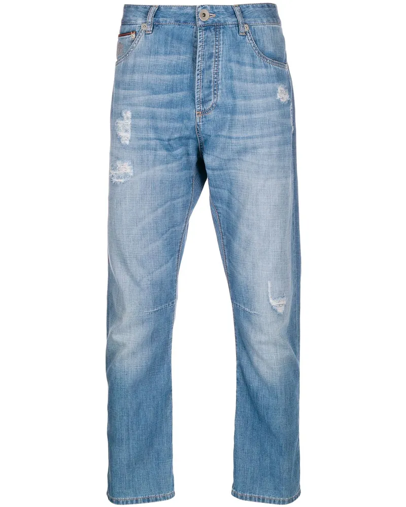 Brunello Cucinelli Gerade Distressed-Jeans - Blau Blau