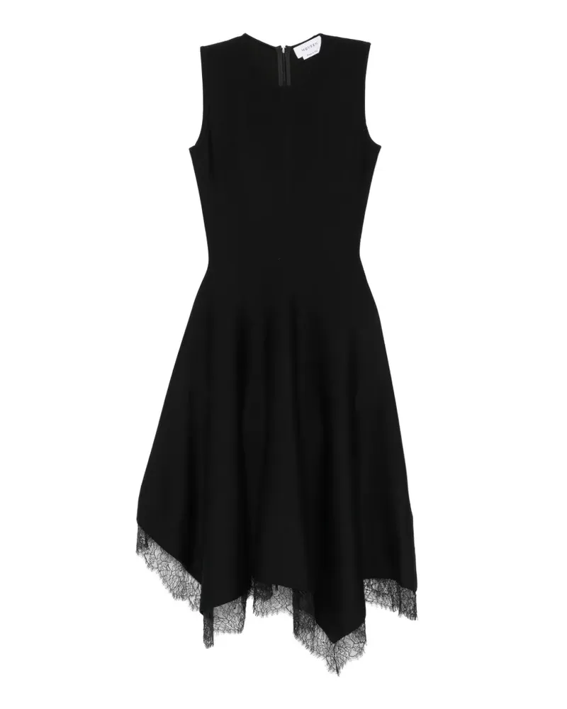 Alexander McQueen lace-trim asymmetric dress - Schwarz Schwarz