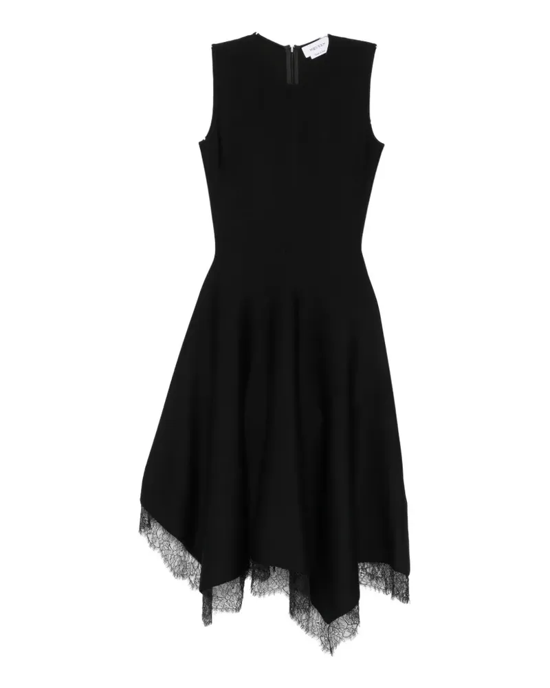 Alexander McQueen lace-trim asymmetric dress - Schwarz Schwarz
