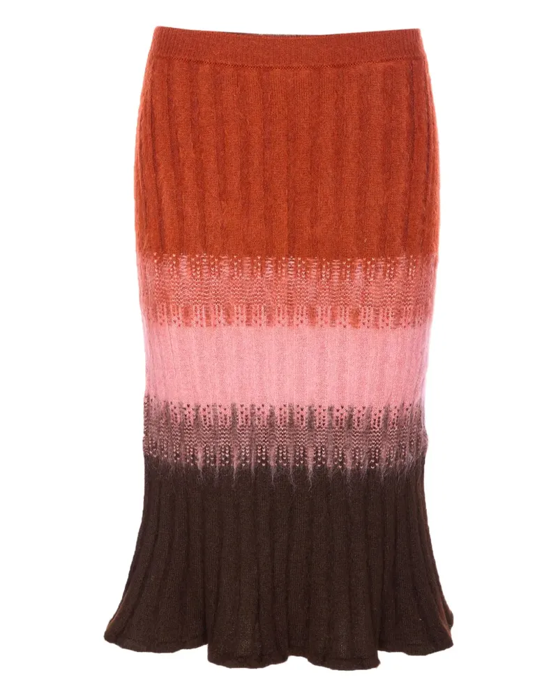 Fendi knitted embroidered midi skirt - Orange Orange