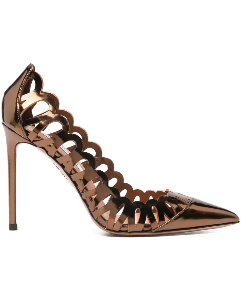 Aquazzura Peep Pumps im Metallic-Look 105mm - Braun Braun