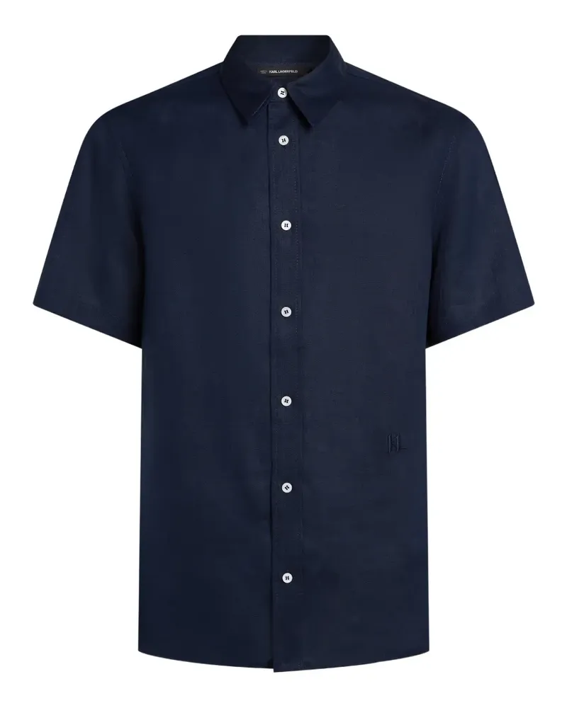 Karl Lagerfeld Leinenhemd mit Stickerei - Blau Blau