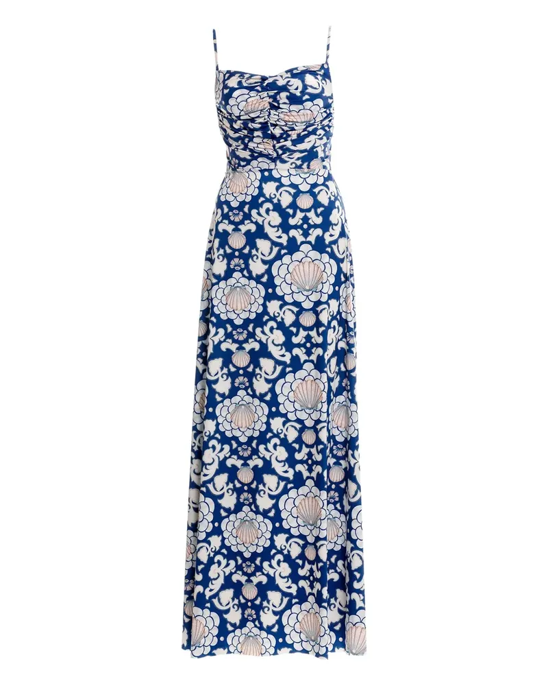 AGUA BENDITA Rückenfreies Arista Maxikleid mit Muschel-Print - Blau Blau