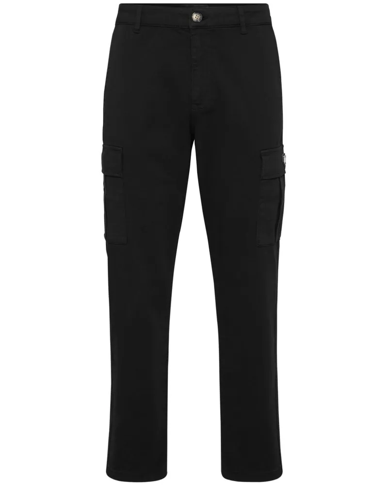 Philipp Plein Cargohose mit Logo-Patch - Schwarz Schwarz