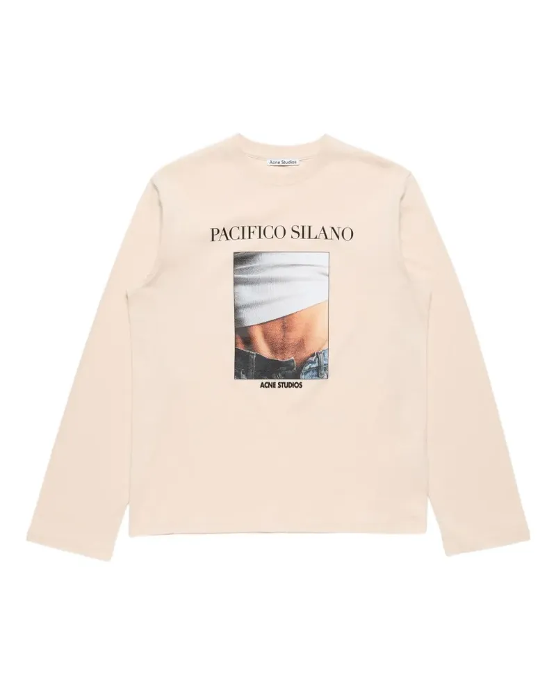 Acne Studios Langarmshirt mit Logo-Print - Nude Nude