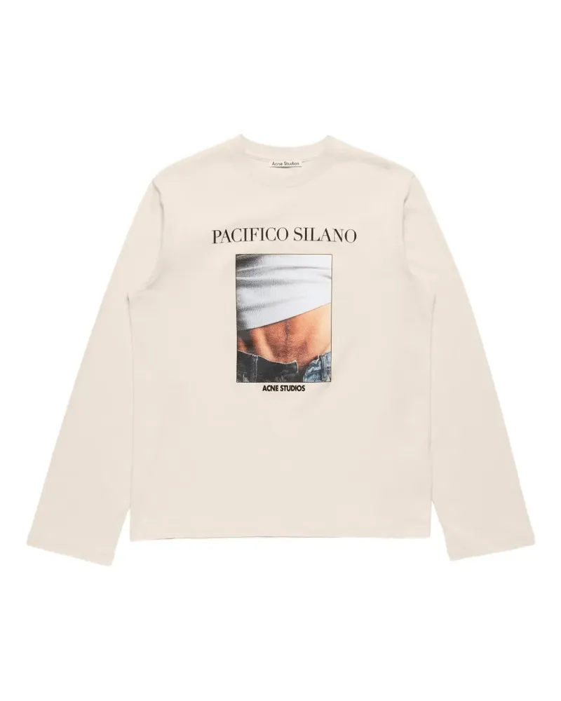 Acne Studios Langarmshirt mit Logo-Print - Nude Nude