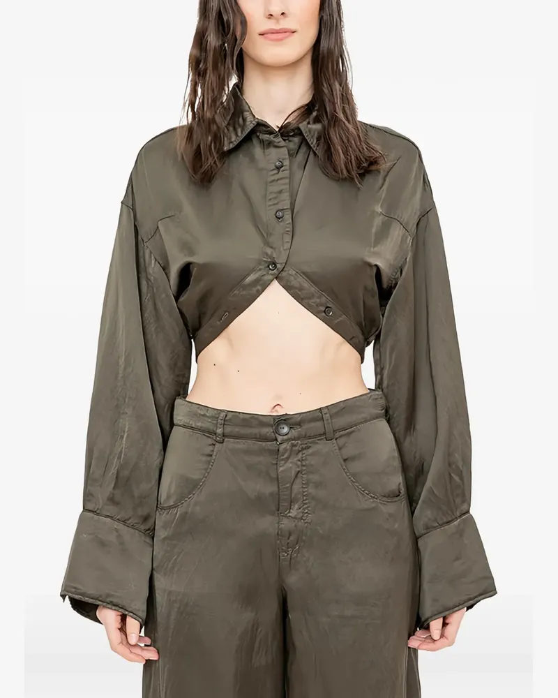 Andrea Ya'aqov cropped long-sleeve shirt - Braun Braun