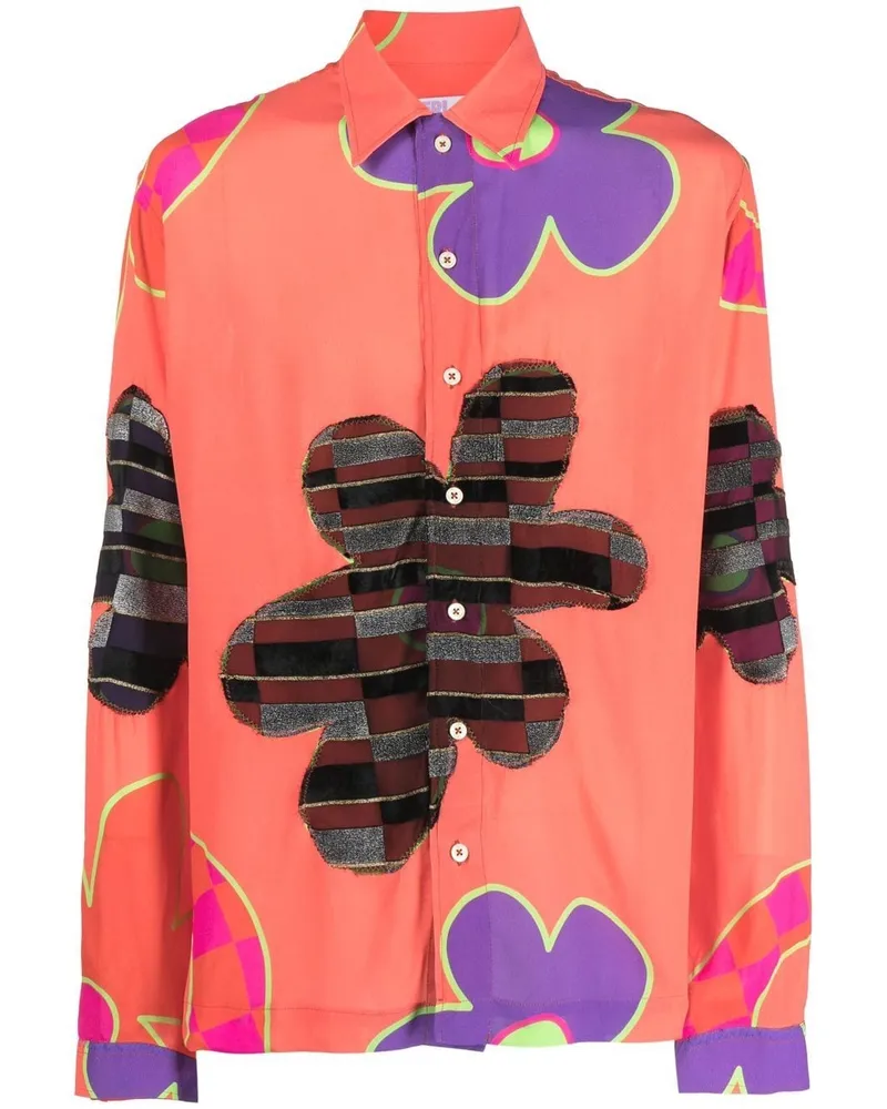 ERL Hemd mit grafischem Print - Orange Orange