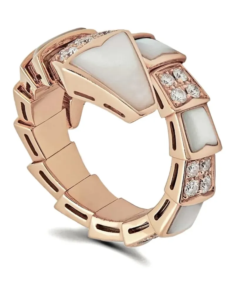 Bulgari 18kt Serpenti Viper Rotgoldring mit Diamanten Gold