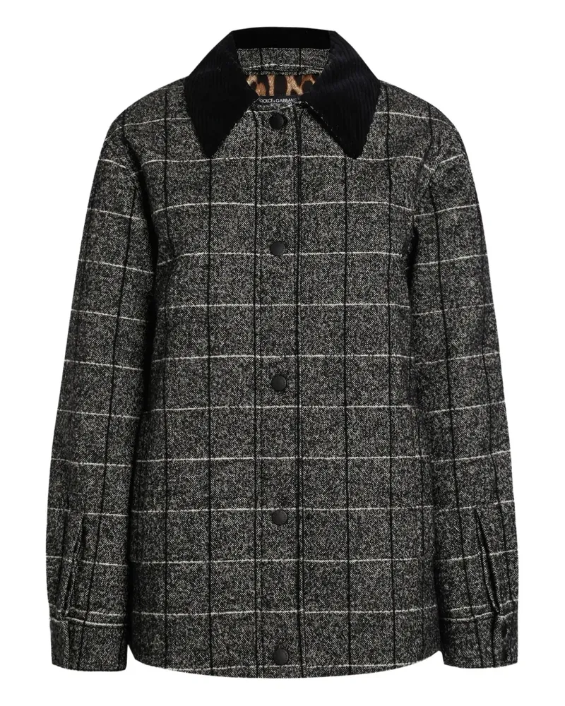 Dolce & Gabbana Karierte Jacke mit Cordkragen - Schwarz Schwarz