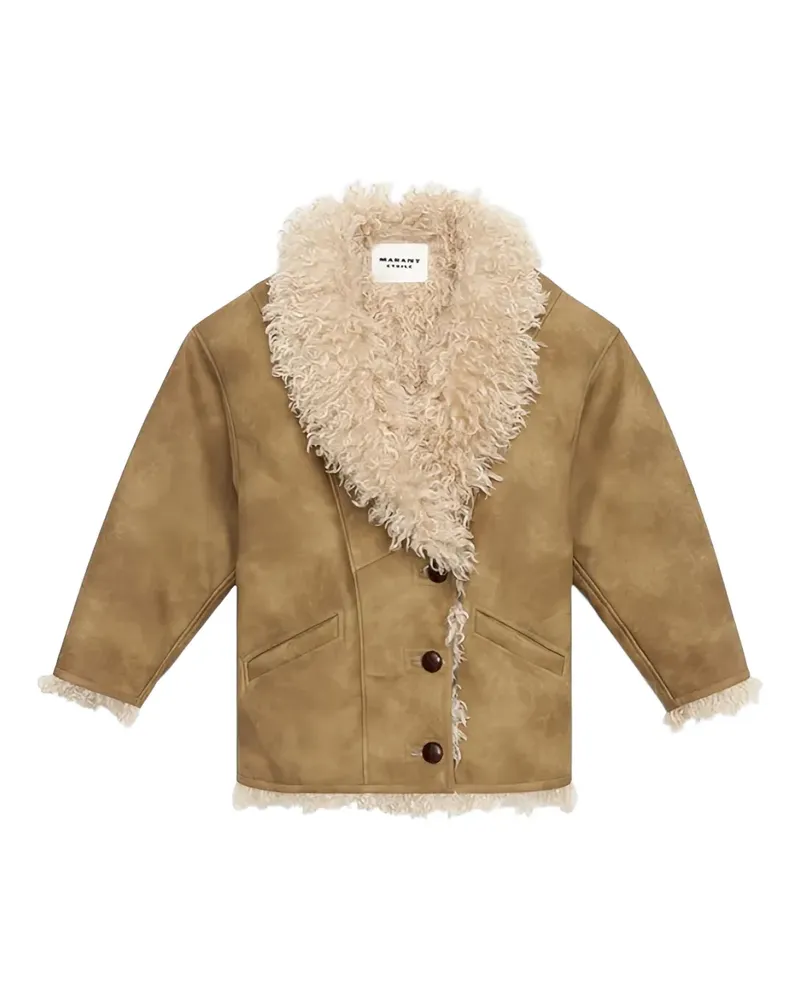 Isabel Marant Clea Mantel mit Faux Shearling-Kragen - Braun Braun