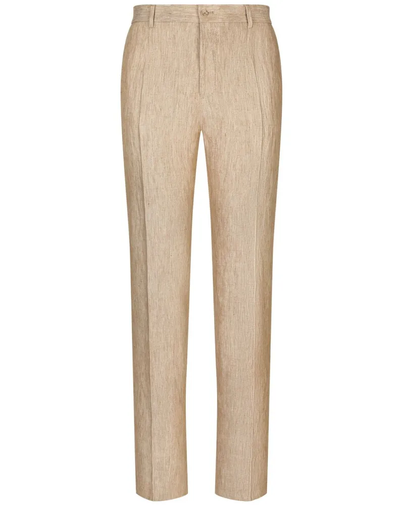 Dolce & Gabbana Tapered-Hose aus Leinen Braun