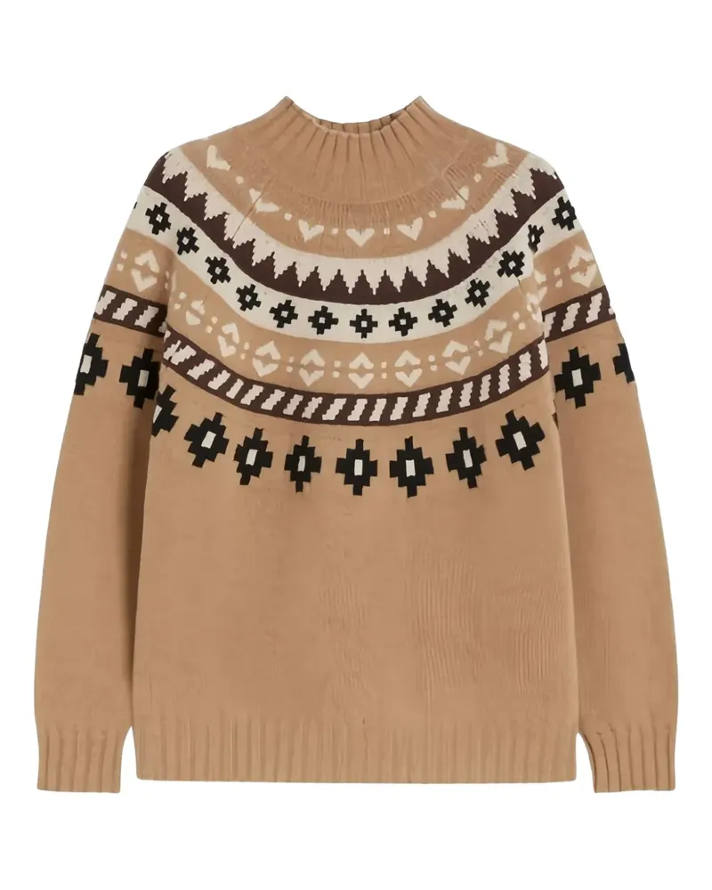 Max Mara Gemusterter HARDY Rollkragenpullover - Nude Nude