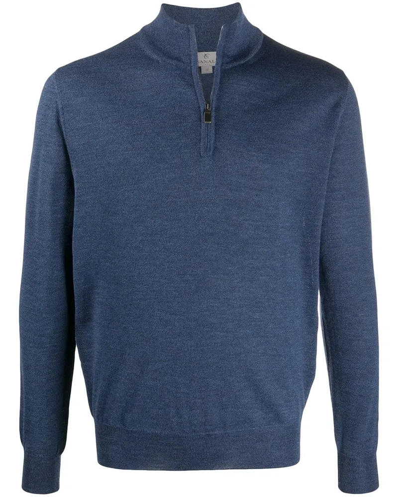 Canali Pullover mit Reißverschluss - Blau Blau