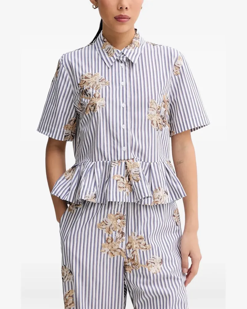 MUNTHE Nuriana sequin-embellished striped shirt - Weiß Weiß