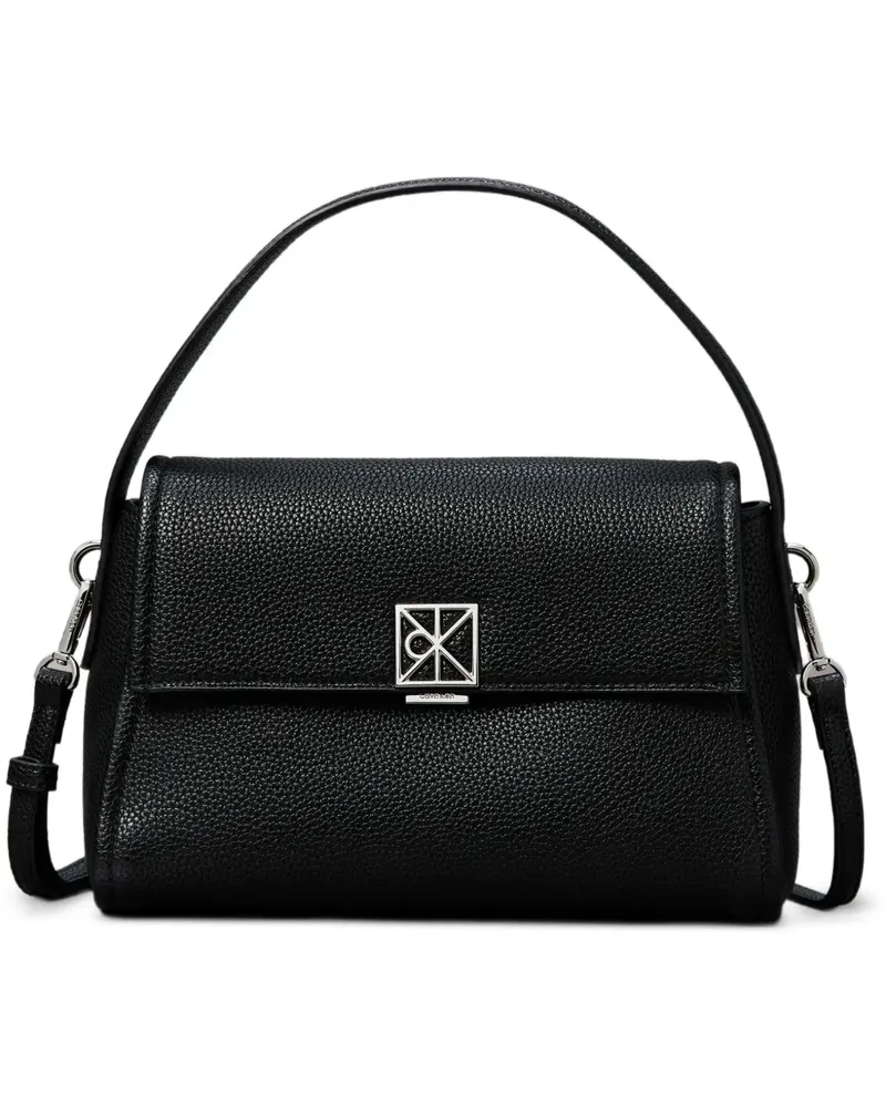 Calvin Klein logo-plaque pebbled cross body bag - Schwarz Schwarz