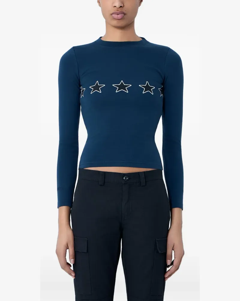 Balenciaga star-embroidered long-sleeve T-shirt - Blau Blau