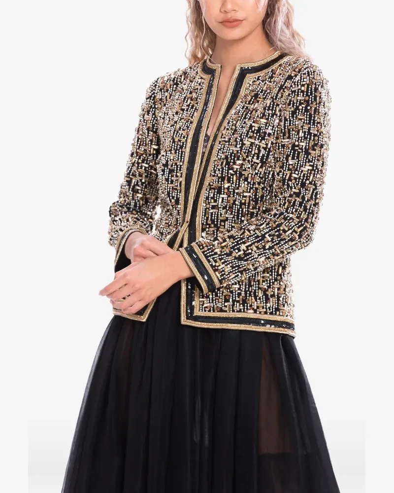 Dina Melwani crystal-embellished bead-embroidered jacket - Schwarz Schwarz