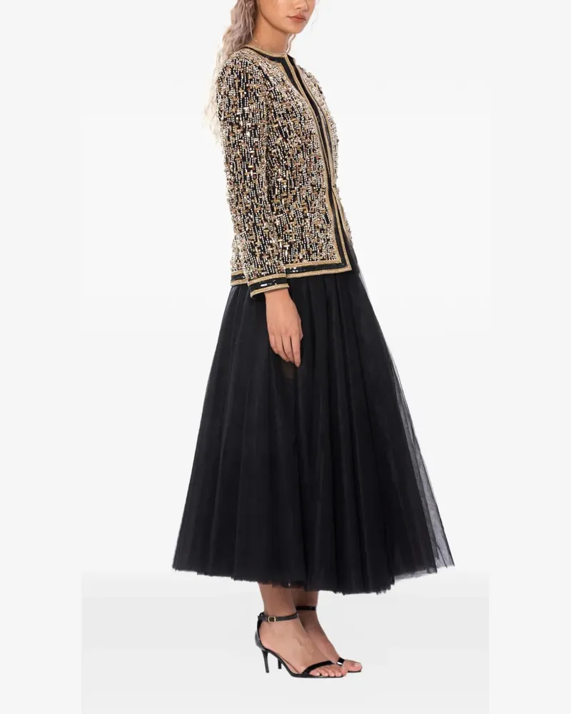 Dina Melwani crystal-embellished bead-embroidered jacket - Schwarz Schwarz