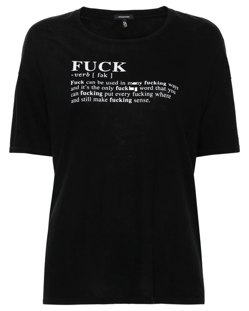 R13 T-Shirt mit Slogan-Print - Schwarz Schwarz