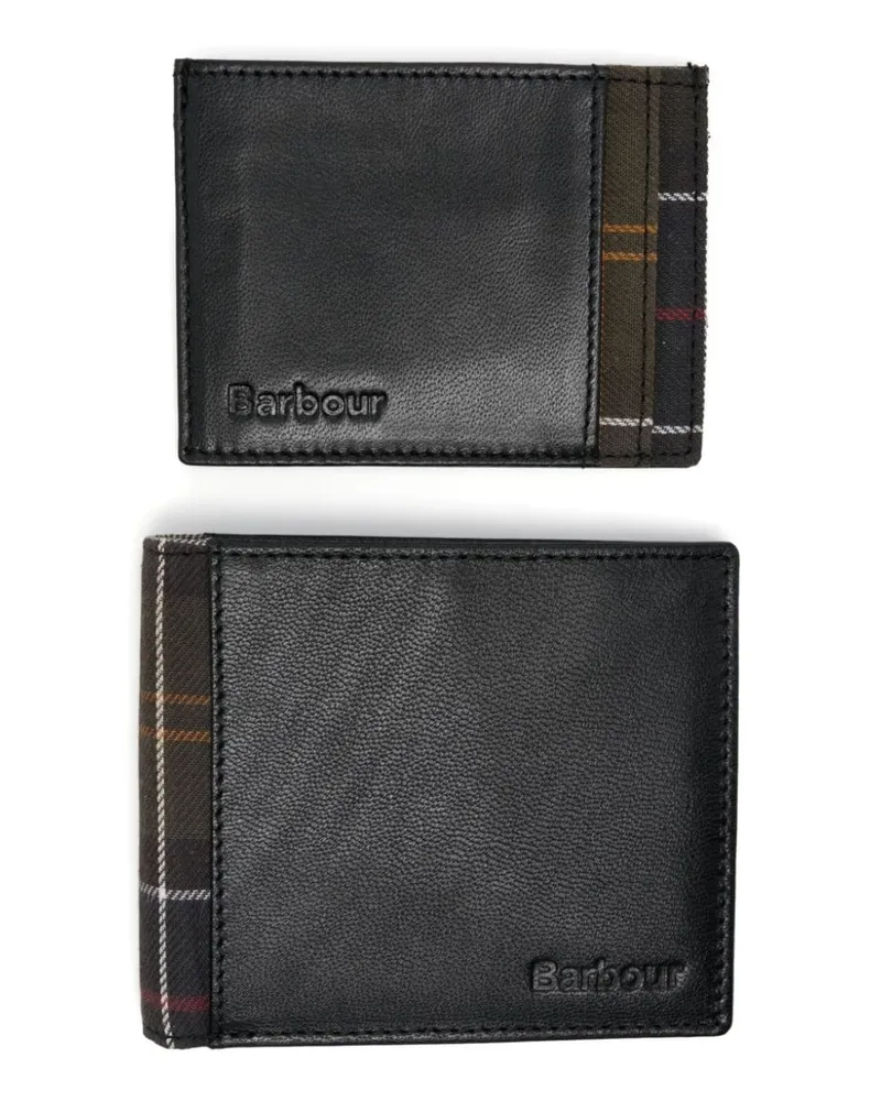 Barbour Set aus Portemonnaie und Kartenetui mit Schottenkaro - Schwarz Schwarz