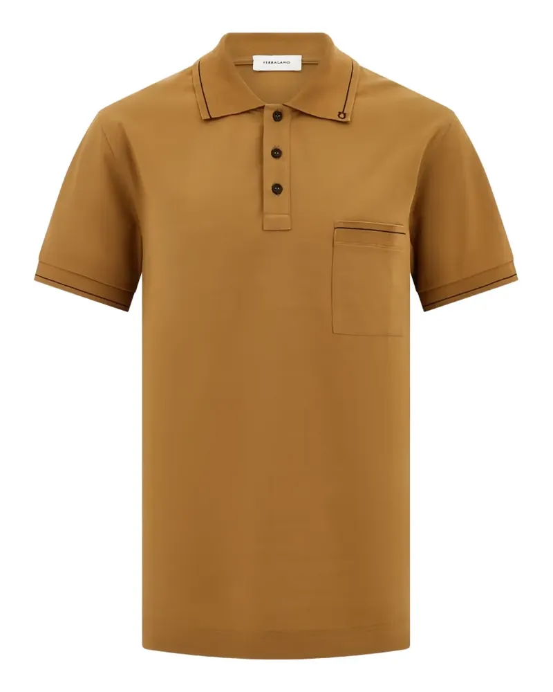 Ferragamo Poloshirt mit Brusttasche - Braun Braun