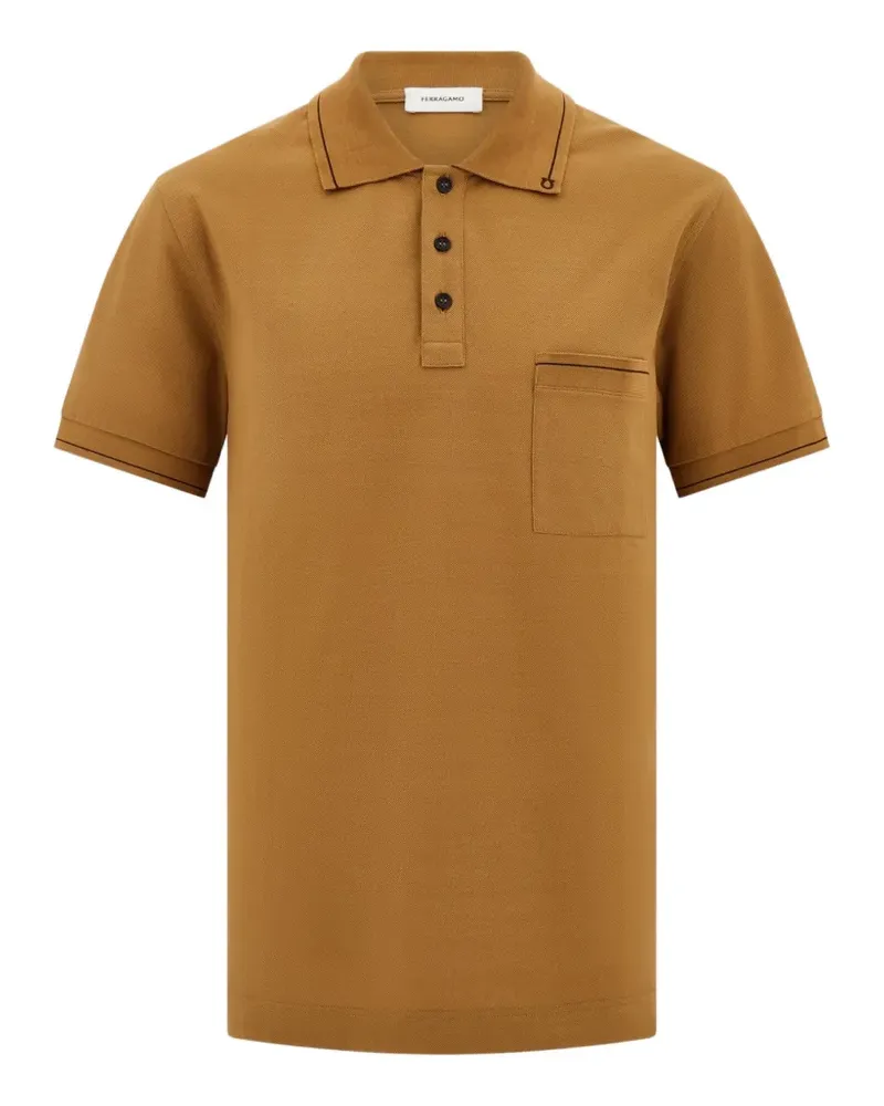 Ferragamo Poloshirt mit Brusttasche - Braun Braun