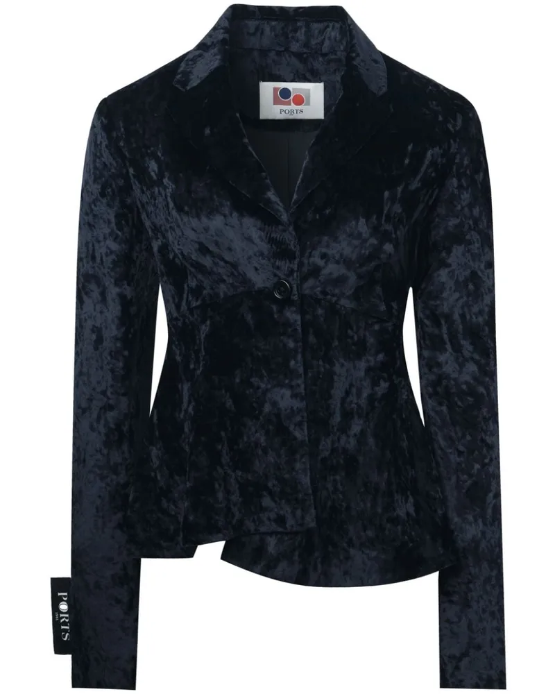 Ports 1961 Ice Floral Blazer in Samtoptik - Blau Blau