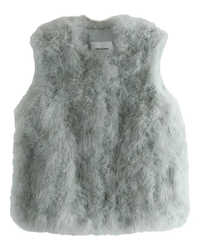 Yves Salomon feather-texture sleeveless top - Grau Grau