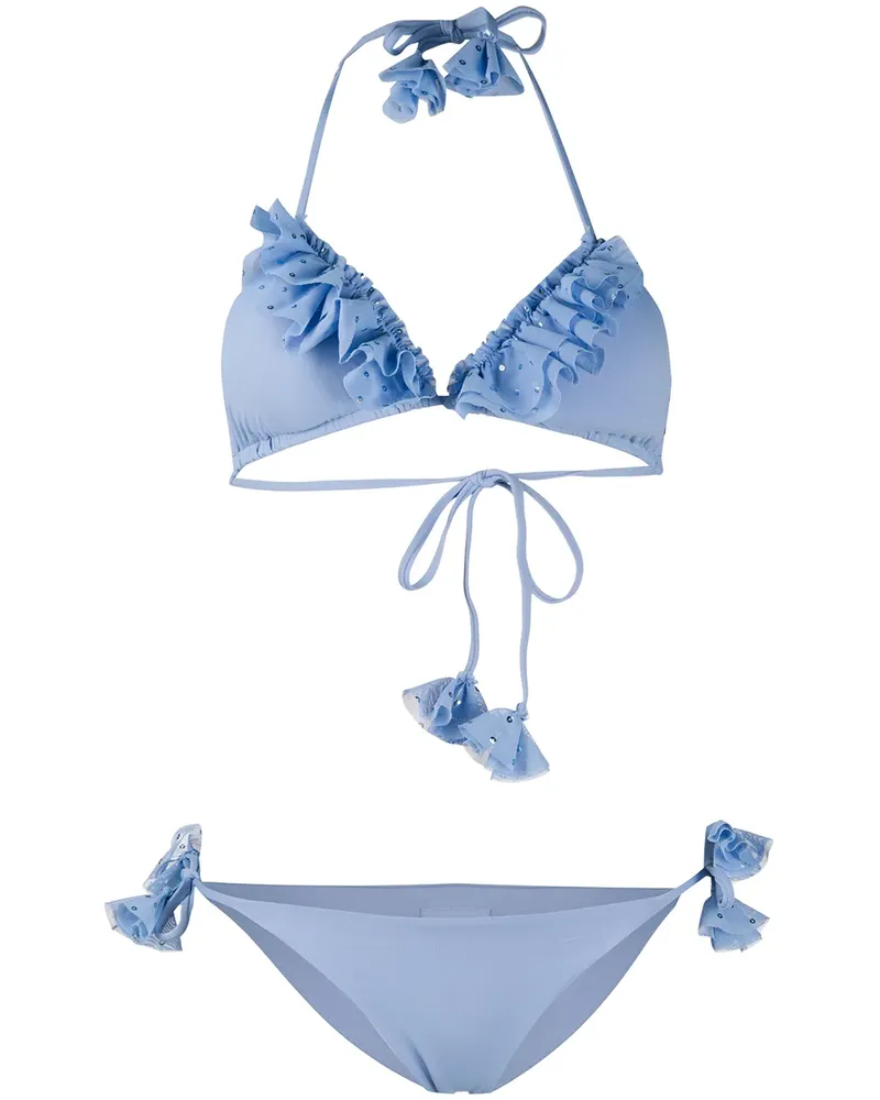 FISICO-Cristina Ferrari Gerüschter Bikini mit Pailletten - Blau Blau