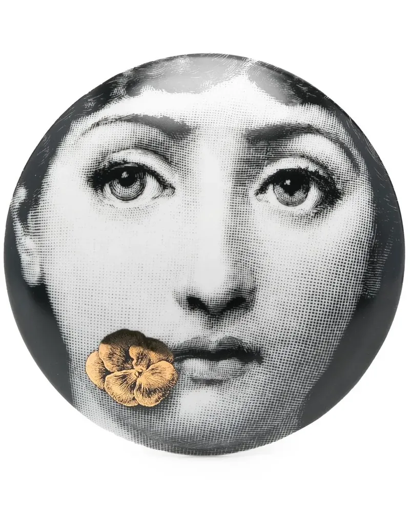 Fornasetti Keramikdose mit Gesicht-Print - Weiß Weiß