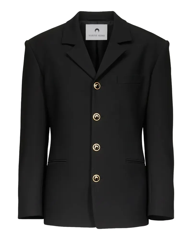 Marine Serre tailored wool serge gold-buttons jacket - Schwarz Schwarz