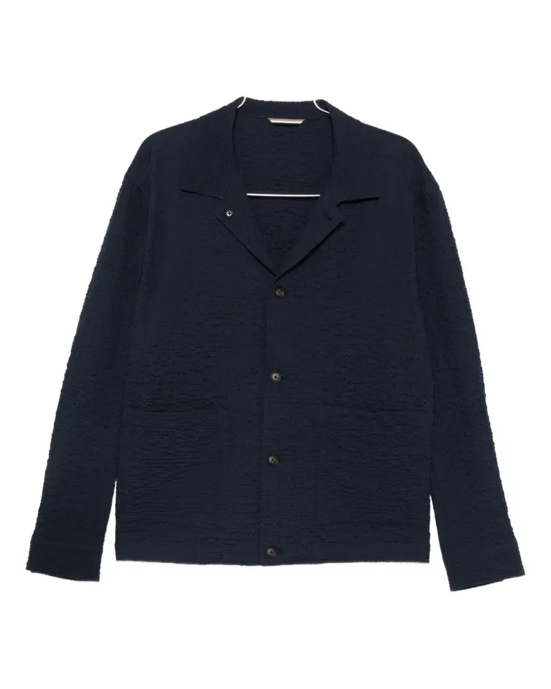 HUGO BOSS seersucker notched-lapel jacket - Blau Blau