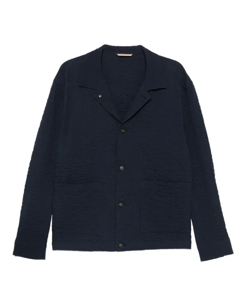 HUGO BOSS seersucker notched-lapel jacket - Blau Blau