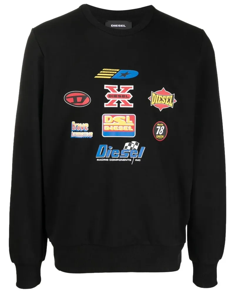 Diesel Sweatshirt mit Rundhalsausschnitt - Schwarz Schwarz