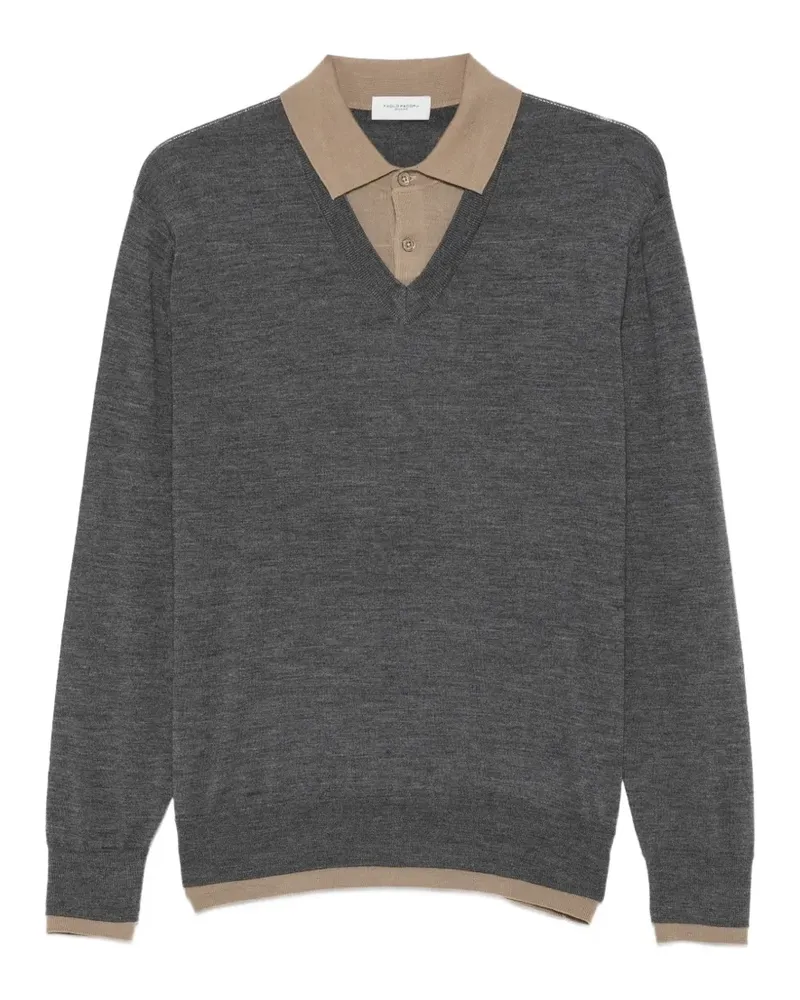 Paolo Pecora Milano layered-effect long-sleeve polo shirt - Grau Grau