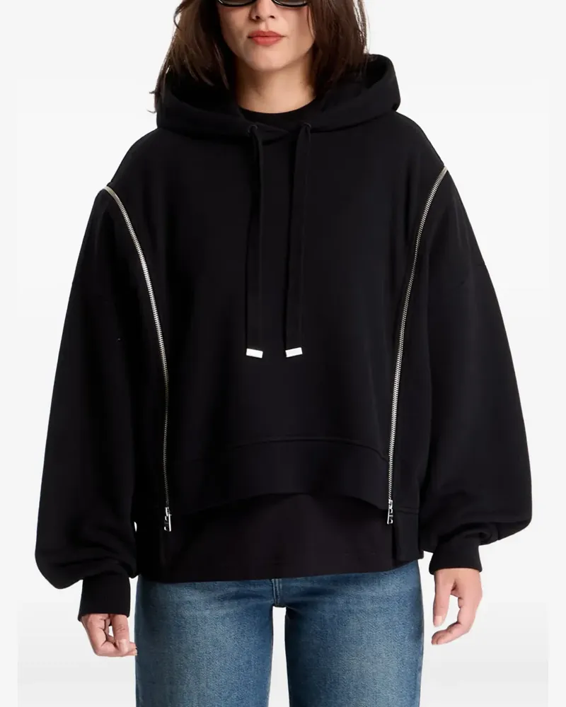 AllSaints Ciara Kapuzenjacke mit Reißverschlussdetail und Logo-Prägung - Schwarz Schwarz