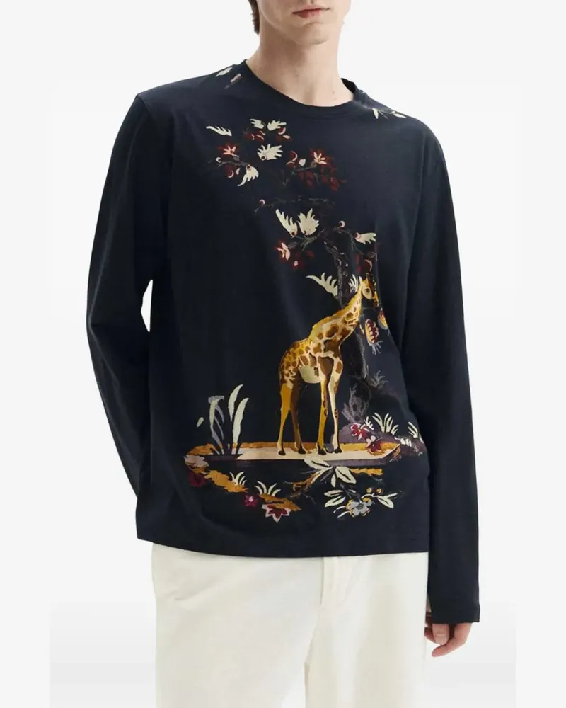 Etro Langarmshirt mit Giraffen-Print - Blau Blau