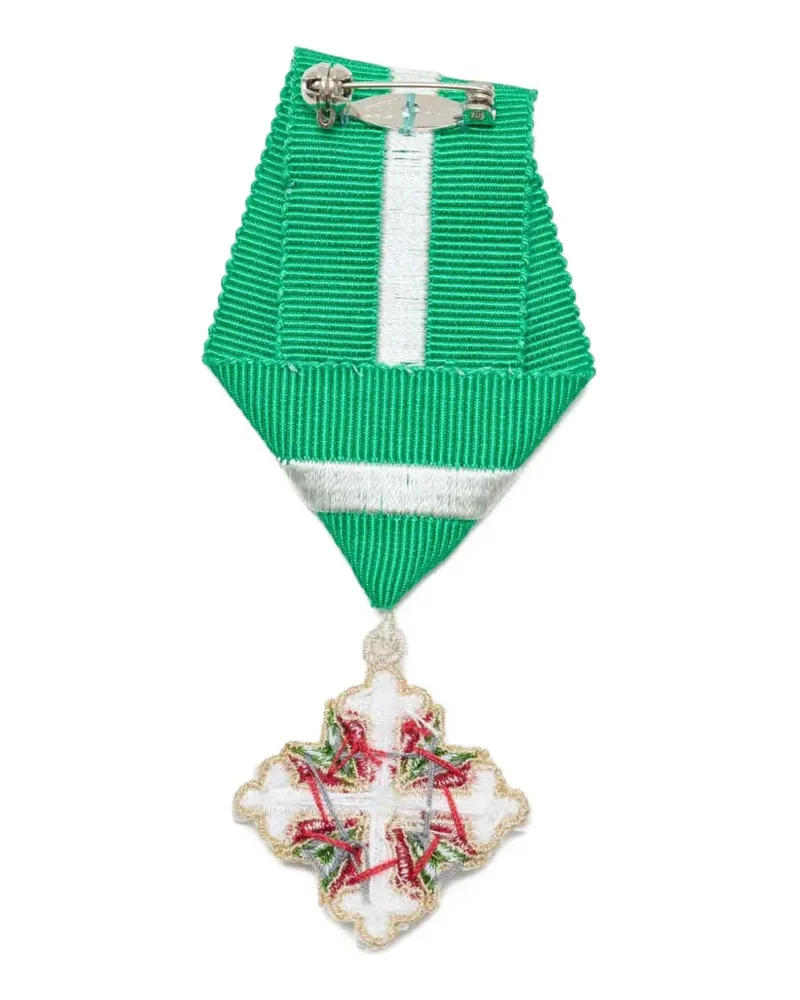 Undercover bead-embellished ribbon brooch - Grün Grün