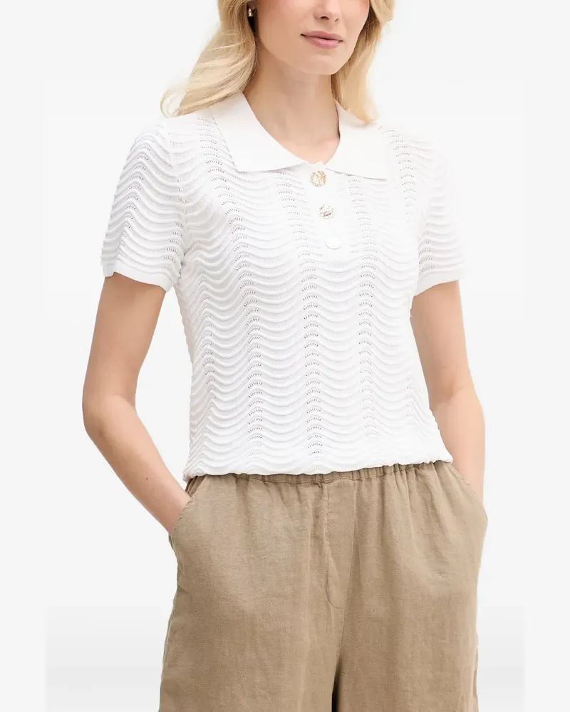 Joseph Ribkoff wavy-knit button-up polo shirt - Weiß Weiß