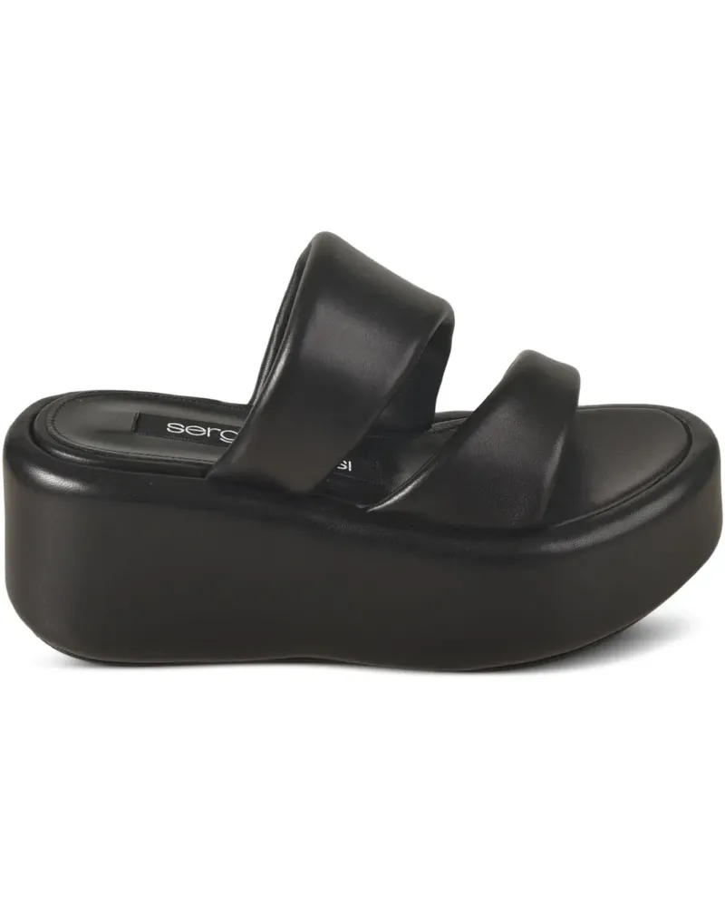 Sergio Rossi Plateau-Sandalen mit doppeltem Riemen - Schwarz Schwarz