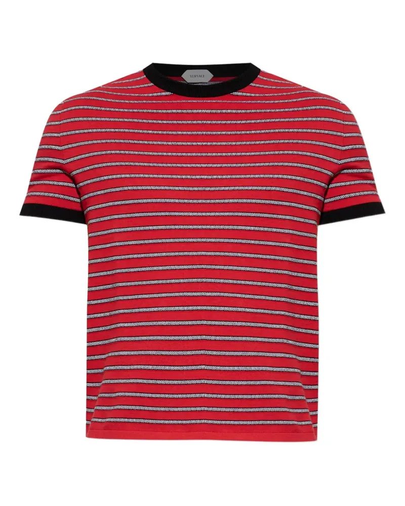 Versace Jacquard Greca-pattern striped t-shirt - Rot Rot