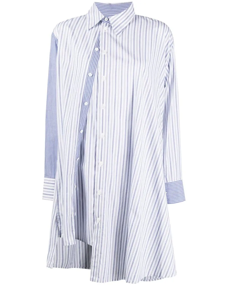 Yohji Yamamoto Asymmetrisches Hemd mit Streifen - Weiß Weiß